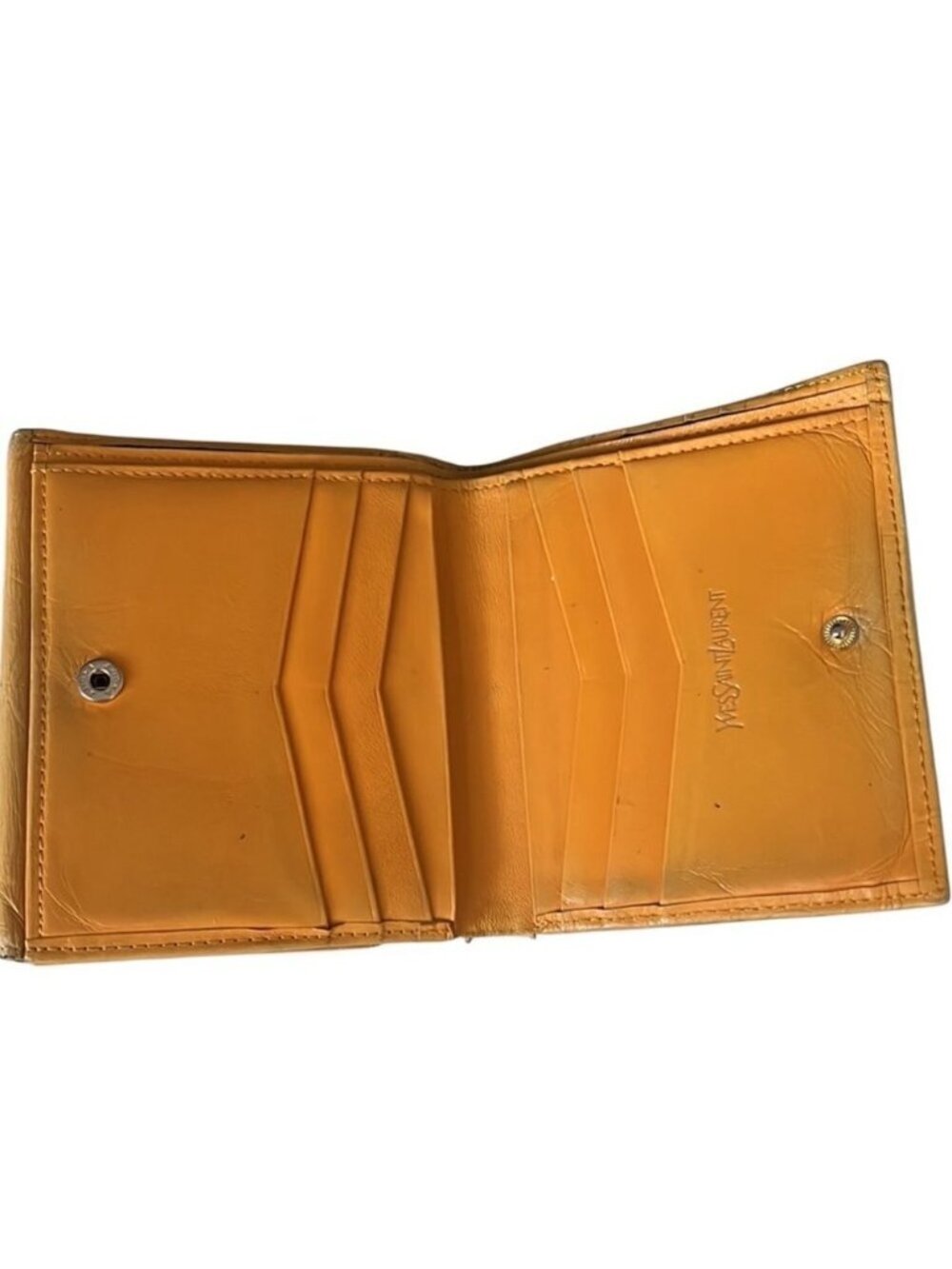 Yves Saint Laurent Yellow Leather Embossed Bifold Wallet - Picture 7 of 12